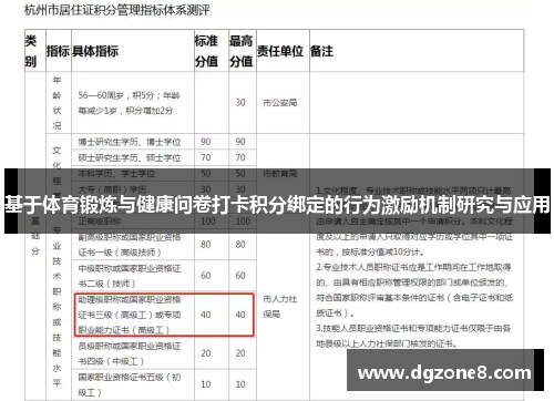 基于体育锻炼与健康问卷打卡积分绑定的行为激励机制研究与应用